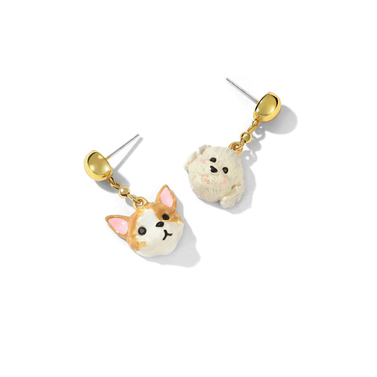 Playful Cat & Dog Stud Earrings