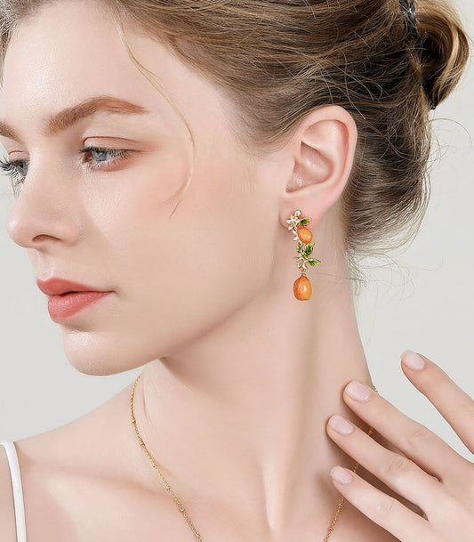 Apricot Fruit Drop Earrings