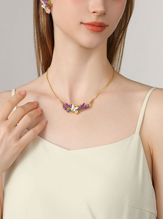 Lavender Vine Butterfly Necklace