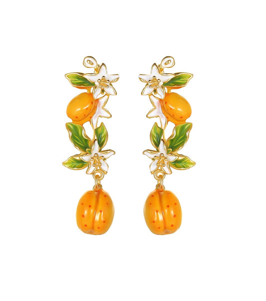 Apricot Fruit Drop Earrings