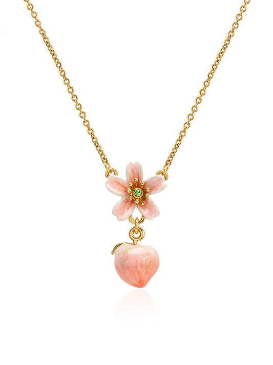 Peach Blossom Dew Drop Story Necklace