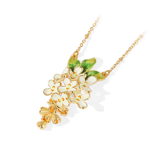 Golden Osmanthus Cluster Necklace