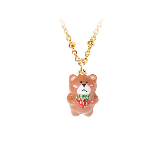 Strawberry Bear Hug Sweet Necklace
